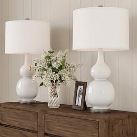 Hastings Home Gourd Ceramic LED Table Lamp 2-Pack