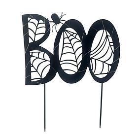 Haunted Hill Farm 2.3-Ft. LED Metal “Boo” Decoration with Stake for...