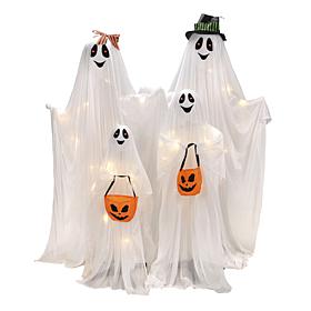 Haunted Hill Farm 5.3-Ft. Lighted Up Ghost Family Animatronic