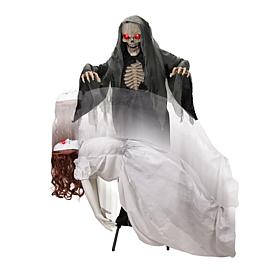 Haunted Hill Farm 5.6-ft. Floating Lady with Magic Reaper Animatronic