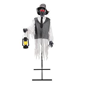 Haunted Hill Farm 5.9-Ft. Animated Zombie Animatronic with Lantern