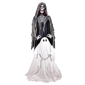 Haunted Hill Farm 5.9-Ft. Standing Animated Reaper with Ghost Anima...