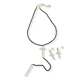 Heidi Daus Delicate Divinity Crystal Cross Necklace and Earring Set