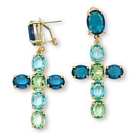 Heidi Daus Heavenly Rocks Multicolor Stone Cross Earrings