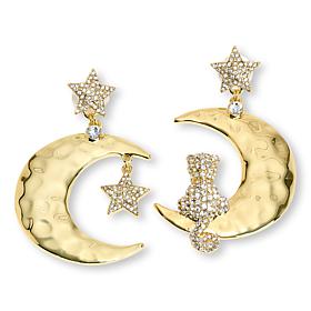Heidi Daus Moon Age Dreams Pavé Crystal Cat Earrings