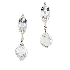 Herkimer Mines "Diamond" Quartz Marquise/Natural Drop Earrings