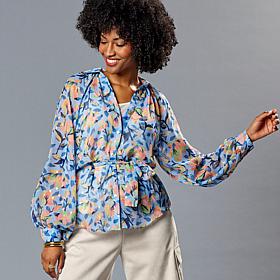 HFR x Undra Celeste Printed Metallic Clip Dot Top