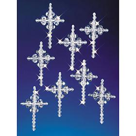 Holiday Beaded Ornament Kit - Crystal Crosses 2", Makes 24