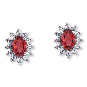 House of Ellure Red Garnet and White Topaz Stud Earrings