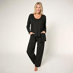 HUE 3-piece Ribbed Knit Lounge Set