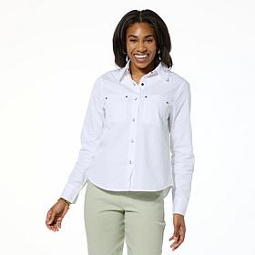 HUE Long Sleeve Button Down Denim Shirt