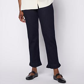 Hue Ruffle Denim Skimmer with Functional Pockets