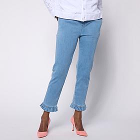 Hue Ruffle Denim Skimmer with Functional Pockets