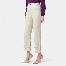 HUE Wide Leg Cuffed Denim Pant