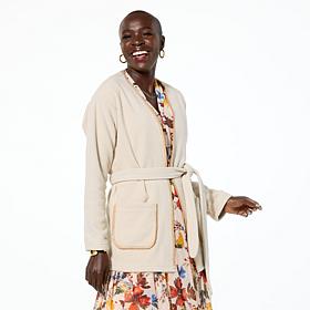 IMAN Global Chic Belted Fleece Jacket