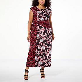 IMAN Global Chic Cap-Sleeve Draped Detail Dress