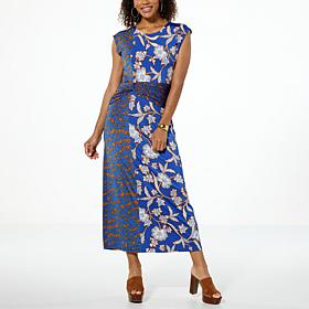 IMAN Global Chic Cap-Sleeve Draped Detail Dress