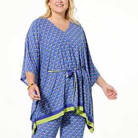 IMAN Global Chic Geo Print Belted Scarf Top