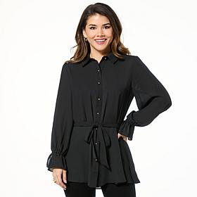 IMAN Global Chic Printed Button-Front Everything Blouse
