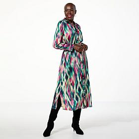 IMAN Global Chic Printed Shirt Dress with Belt