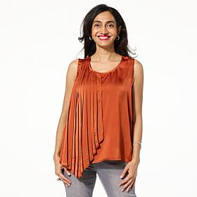 IMAN Global Chic Tank Top with Embellished Pleated Panel