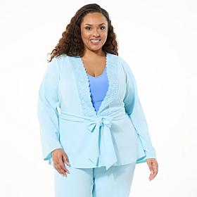 Iman Knit Lace Trim Topper with Belt