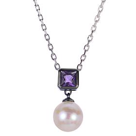 Imperial Pearls Cultured Freshwater Pearl and Amethyst Drop Necklace