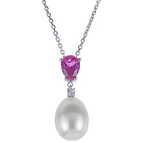 Imperial Pearls Cultured Pearl and Created Gemstone Pendant Necklace