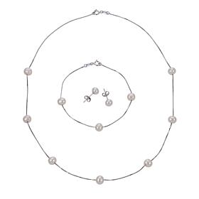 Imperial Pearls Cultured Pearl Station Necklace, Bracelet and Earrings