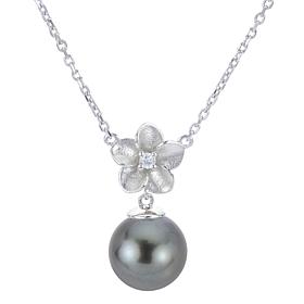 Imperial Pearls Cultured Tahitian Pearl and Diamond Flower Necklace
