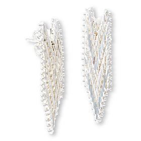 Imperial Silver Chevron Design Diamond-Cut Earrings