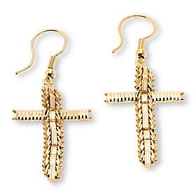 Imperial Silver Cobblestone Diamond-Cut Cross Earrings