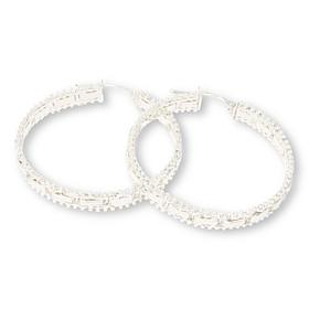 Imperial Silver Mirror Design Diamond-Cut 1-1/2" Hoop Earrings