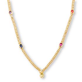 Imperial Silver Multicolor CZ Diamond-Cut Link Necklace
