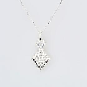 Imperial Silver Satin Lame' Diamond-Cut Pendant with Chain