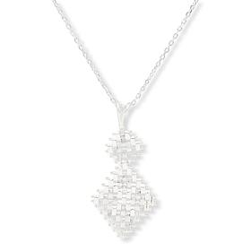 Imperial Silver Satin Lame' Diamond-Cut Pendant with Chain