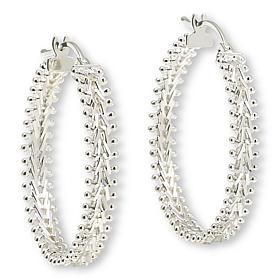 Imperial Silver Sterling Silver Diamond-Cut 2-Row Wheat Hoop Earrings