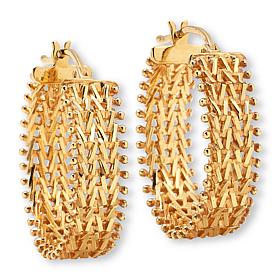 Imperial Silver Sterling Silver Diamond-Cut 4-Row Wheat Hoop Earrings