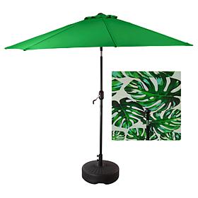 Improvements 9' Double-Layer Printed Patio Umbrella with Base