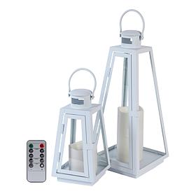 Improvements Metal Lanterns with LED Pillar Candles - Set of 2