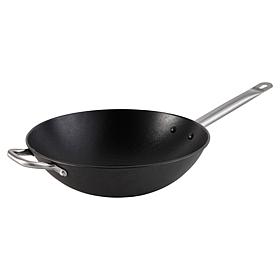 IMUSA 14" Light Cast Iron Wok with Stainless Steel Handle - Black