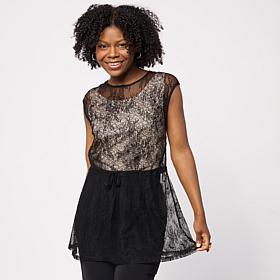 In Earnest by Byron Lars Lace Swing Peplum Top