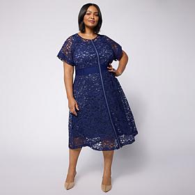 In Earnest Zip Front Lace Dress