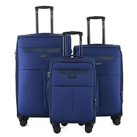 IZOD Liam 3pc  Expandable Softside Luggage Set with Spinners & Lock