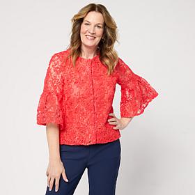 Jaclyn Smith 3/4-Sleeve Embroidered Lace Jacket