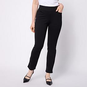 Jaclyn Smith Ankle Pull On Ponte Pant with Side Slits