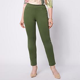 Jaclyn Smith Ankle Pull On Ponte Pant with Side Slits