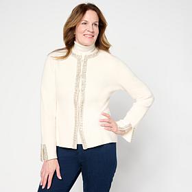Jaclyn Smith Beaded Trim Sweater Cardigan