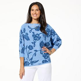 Jaclyn Smith Bouclé Jacquard Batwing-Sleeve Top