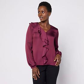 Jaclyn Smith Cascade Ruffle Blouse